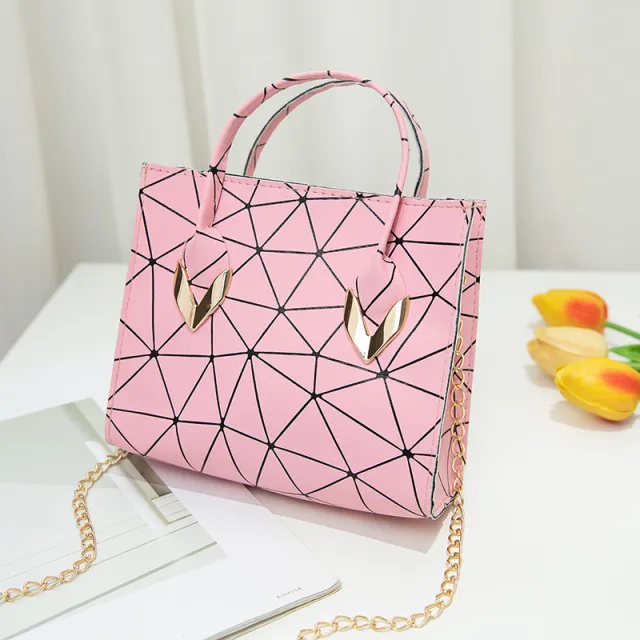 Small Bag Ladies Magic Color Rhombus Handbag Pink - Shop at LoveMi