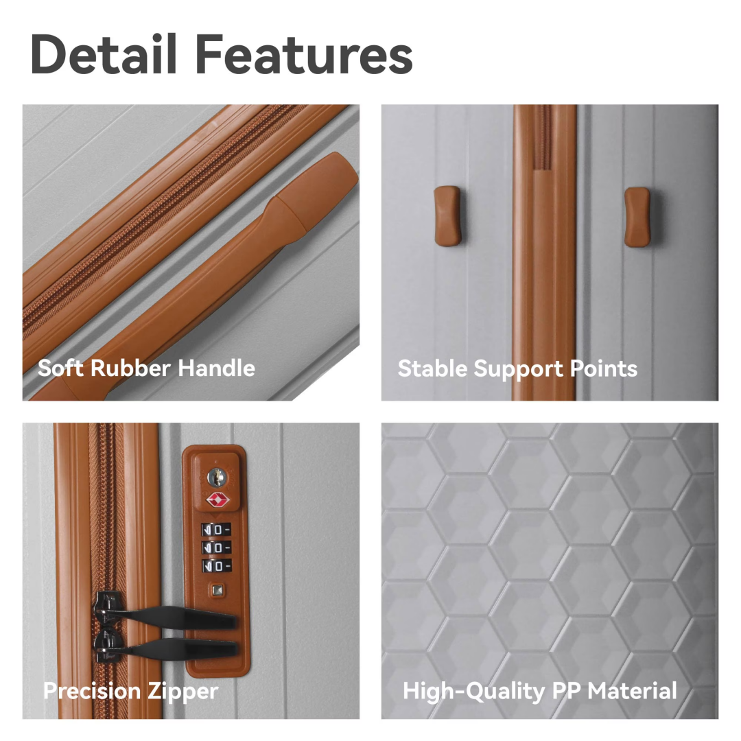 3-Piece Luggage Set Travel Lightweight Suitcases With Rolling Wheels, TSA Lock & Moulded Corner, Carry On Luggages For Business, Trip, 20-24-28, White - Image 8