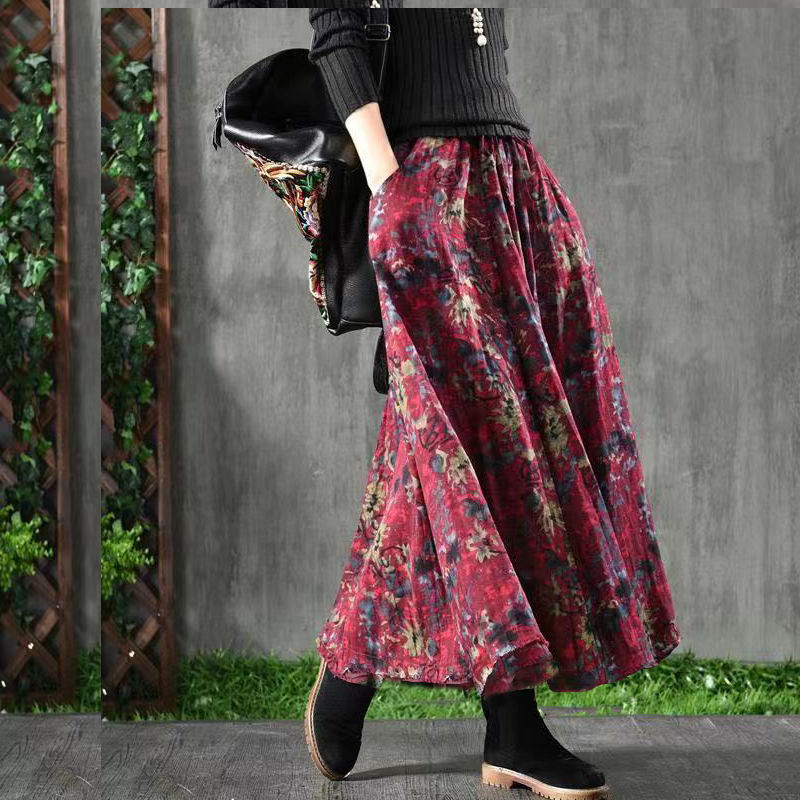 Spring And Summer High-waisted Elasticated A-line Skirt