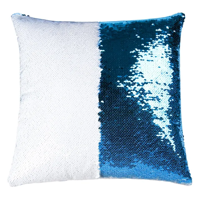 Sequins Throw Pillowcase with Custom Photo Light Blue - Shop at LoveMi