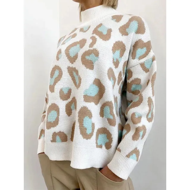 Animal Pattern Half High Neck Sweater Green - Shop at LoveMi