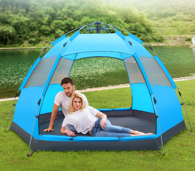 Hexagonal Tent Outdoor Full-automatic Hydraulic Double-layer Rainproof Tent 6