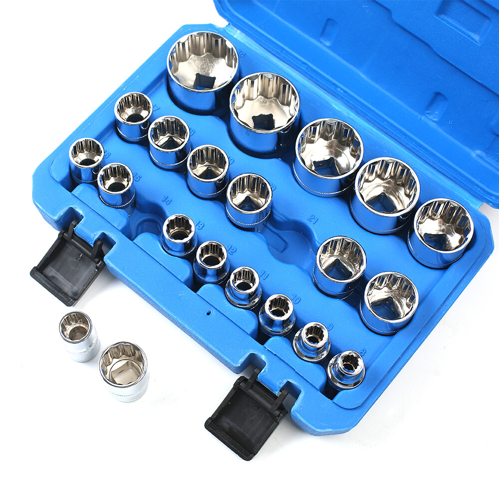 21 Pcs Multi-Tooth Set 12 Points Gear Lock Spline Socket Wrench 8-36mm — image 4