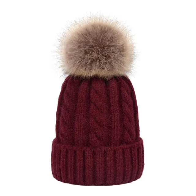 Fashion Hat Women's Autumn And Winter Wool Ball Wine Red - Shop at LoveMi