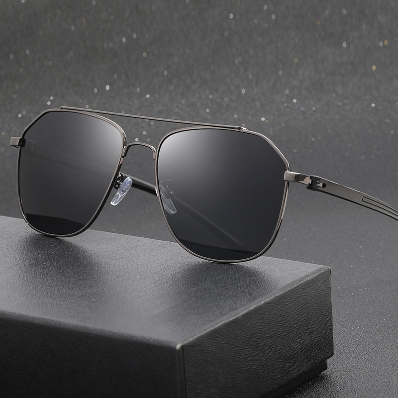 Title 5, Large Frame Metal Double Bridge Aviator Sunglasses