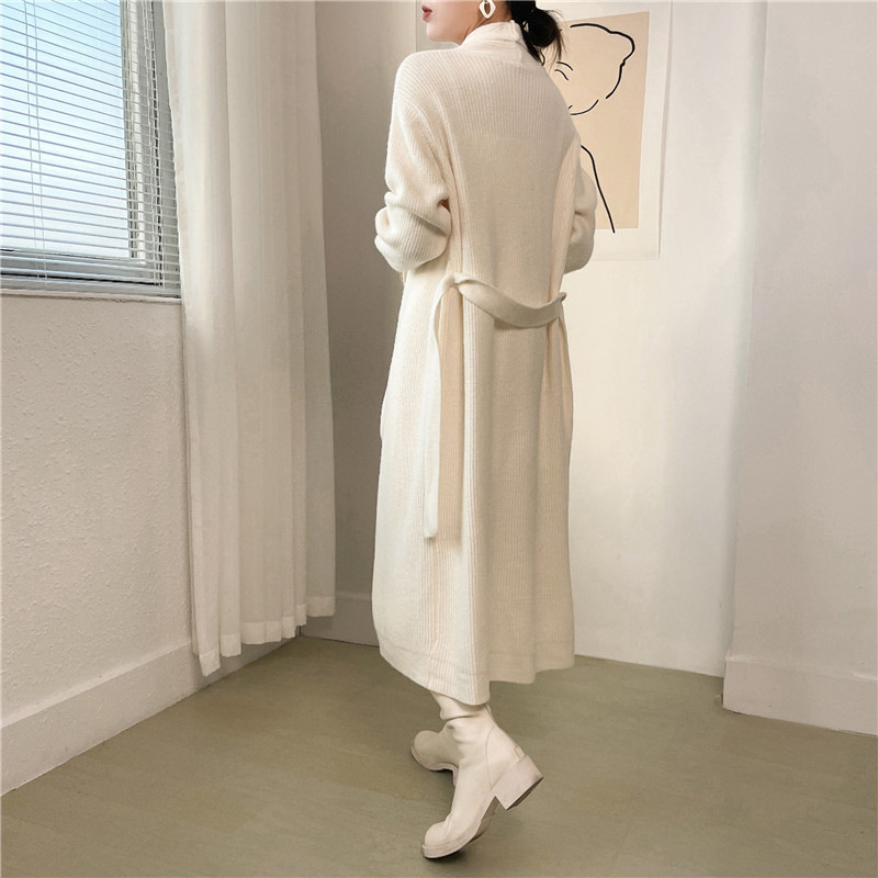 Women's Fashion Lapel Knit Cardigan Lace-Up Jacket