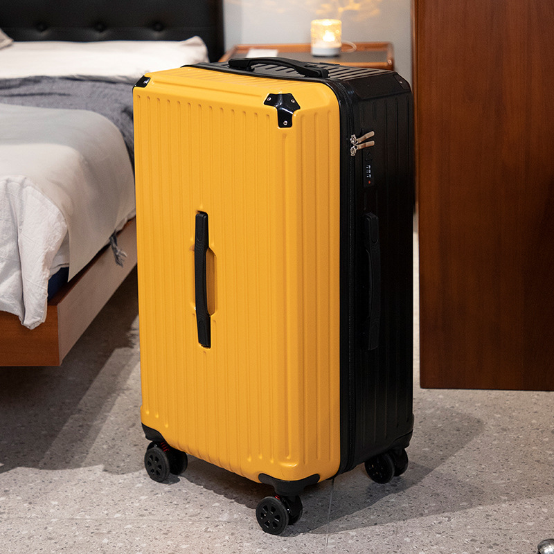 Five Wheel Large Capacity Luggage For Women 2025 New Model Boarding Case Travel Case For Men 28 Suitcase Sturdy, Durable, Thickened - Cup Holder USB Interface-yellow Black — 1