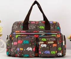 Women's Flower Cloth Waterproof Portable Shoulder Messenger Bag - Brown - View 1