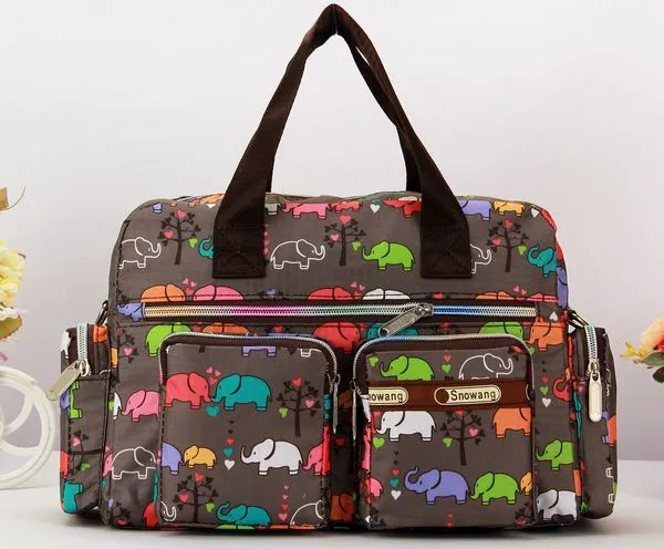 Women's Flower Cloth Waterproof Portable Shoulder Messenger Bag - Brown