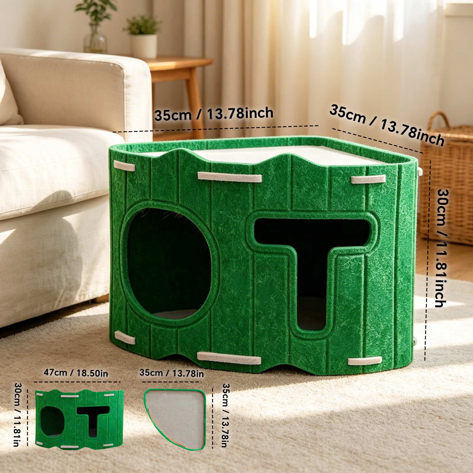 Modular Stackable Felt Cat House Detachable Cat Cave, Free Combination Indoor Pet Hideout Box, Sturdy Felt Cat Shelter For Multi-Cat Family — foto 5