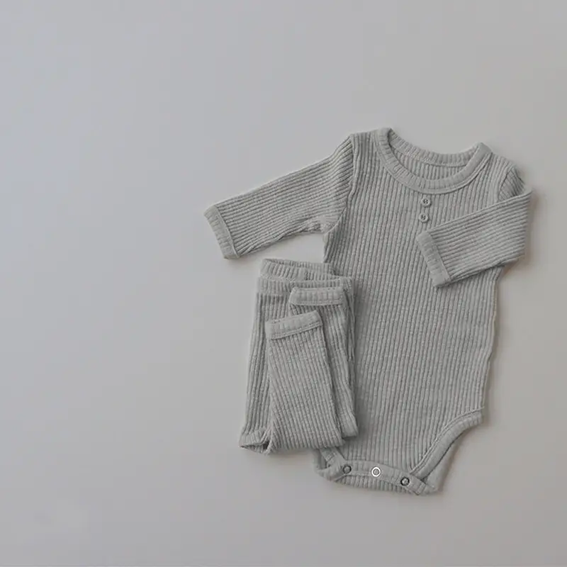 New Baby Long-sleeved Pit Strip Romper  Pants Suit
