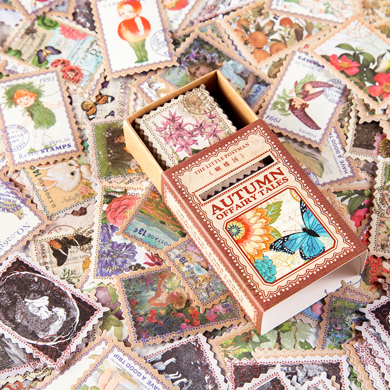 Autumn Fairy Tale Series Retro Stamps Handbook Material Stickers