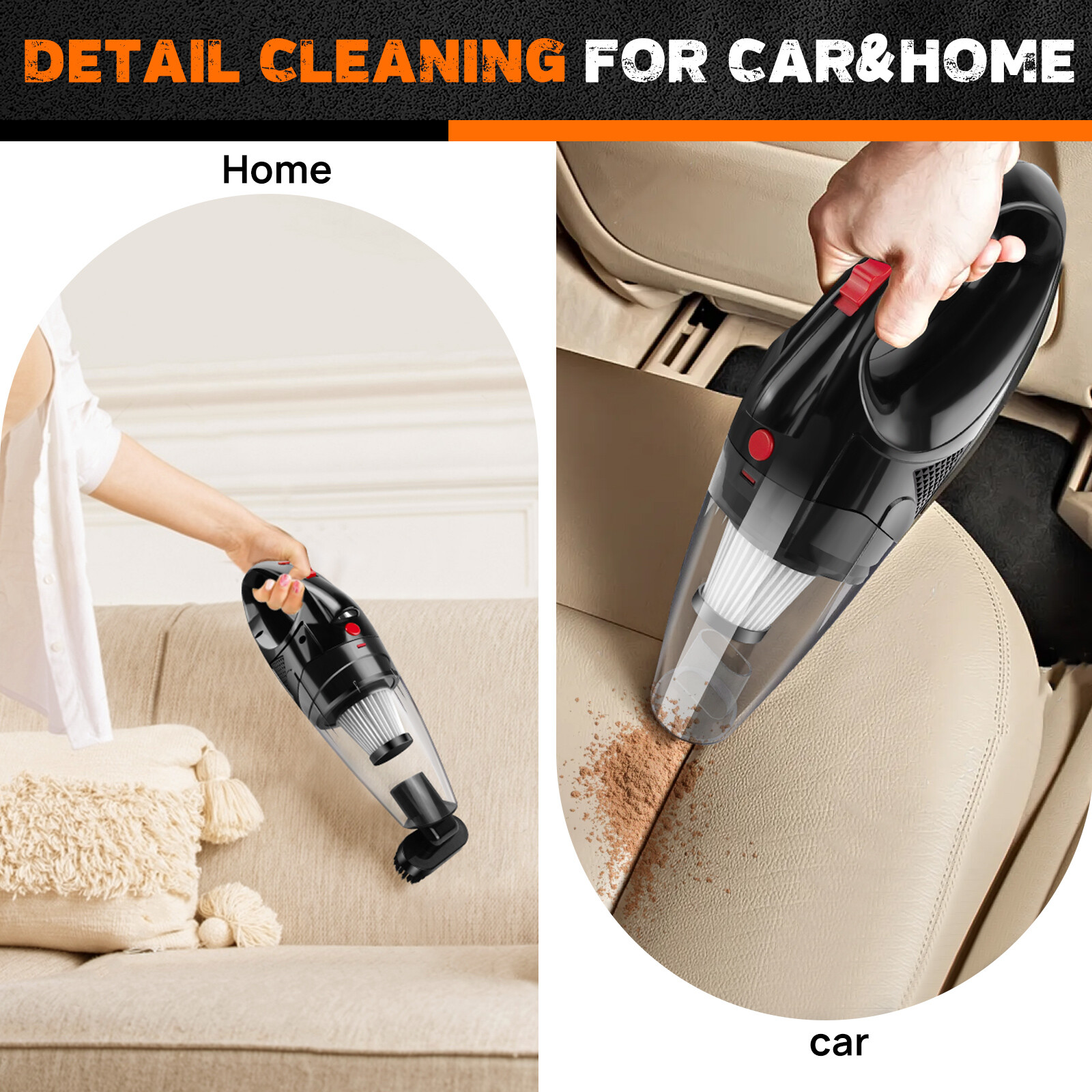 Mini Cordless Vacuum Cleaner Car Handheld Vacuum Power Suction USB Rechargeable