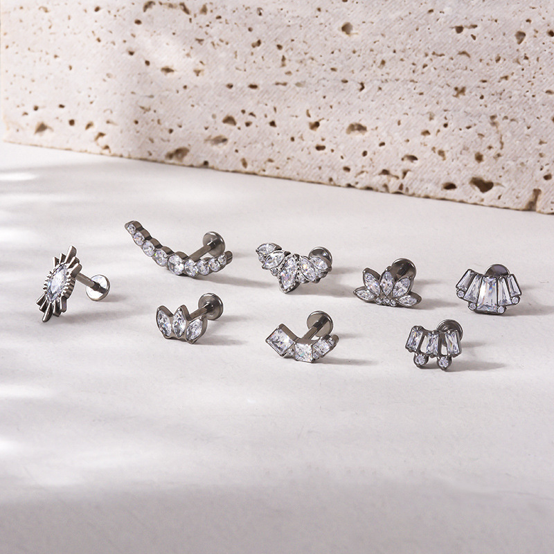 Titanium Inlaid Zircon Fashionable Earrings