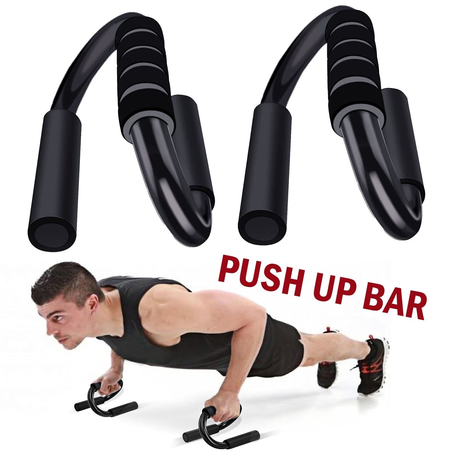 Push up bars for fitness workout exercises. We ship only inside the US, USPS First Class Package 2 Day Handling, 2-5 Day Shipping. Push Up Bars, Foam Grip, Unique Sturdy Structure Push-Up Stands, Perfect Strength Training Home Gym Push Up Handles for Floo