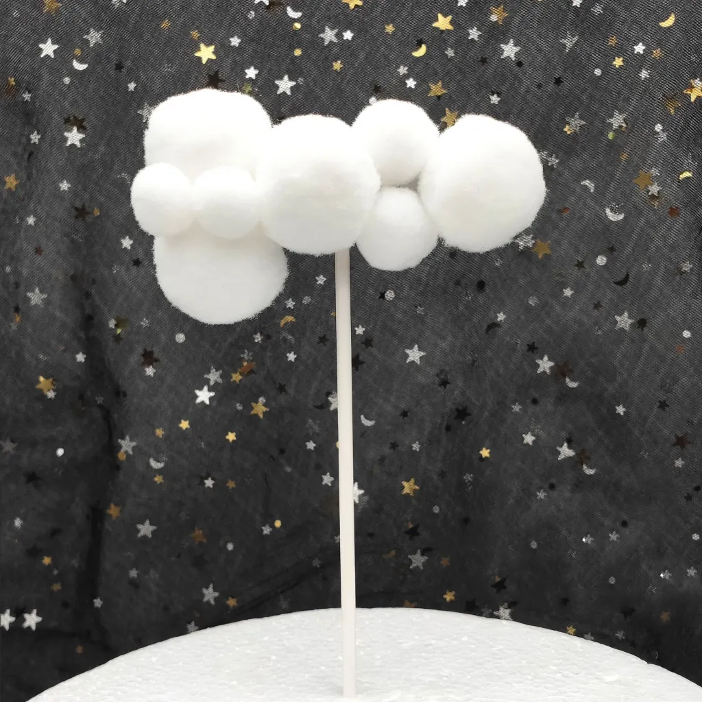 Creative Large And Small Cloud Cake Decoration Card - White