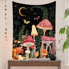 European Retro Mushroom Hanging Cloth Plant Homestay Tapestry - J - View 1