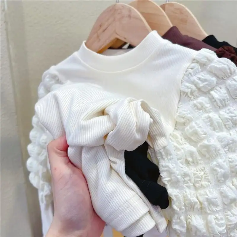 New White Shirt Top With Bubble Sleeves