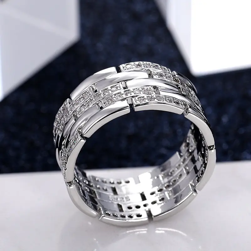 Fashion Wide Men's Micro Set Zircon Ring