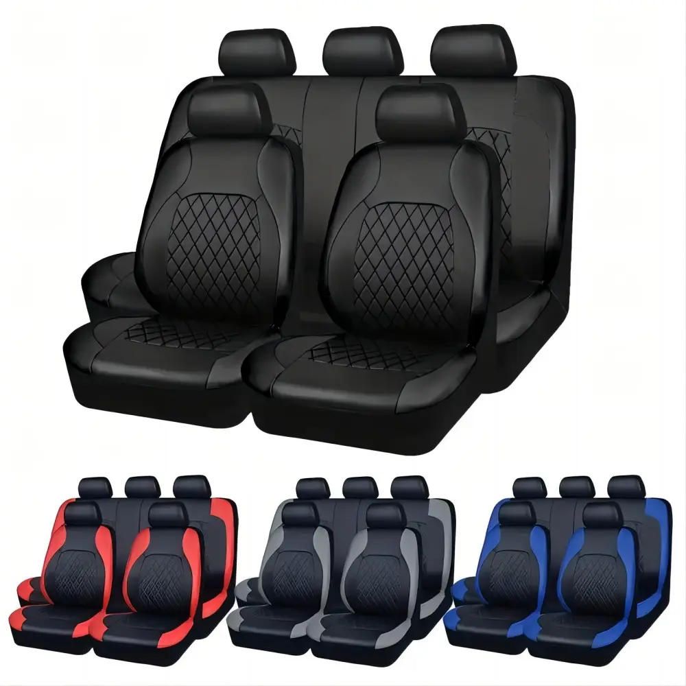 5-Seat Car Seat Cover, Single-Stitch Diamond Pattern