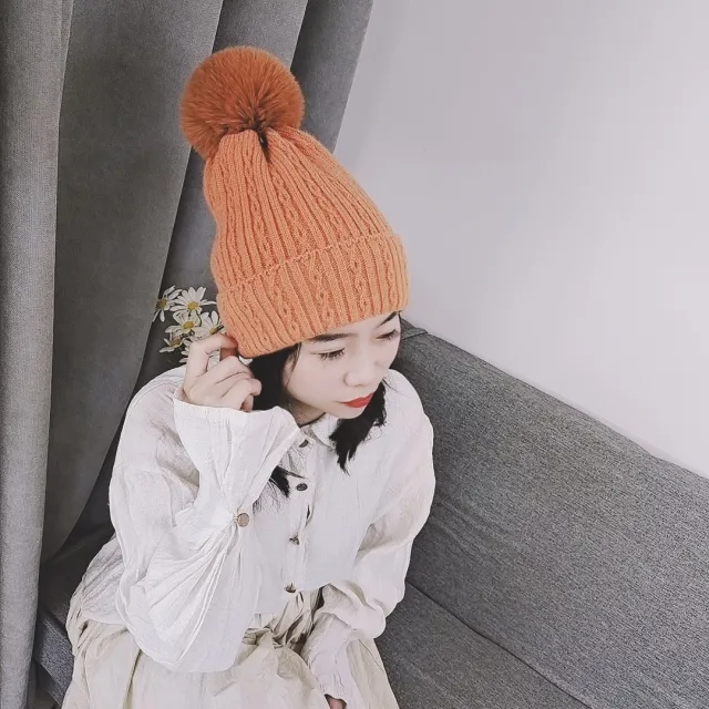 Autumn And Winter Korean Ins Net Red Twist Woolen Hat Orange - Shop at LoveMi