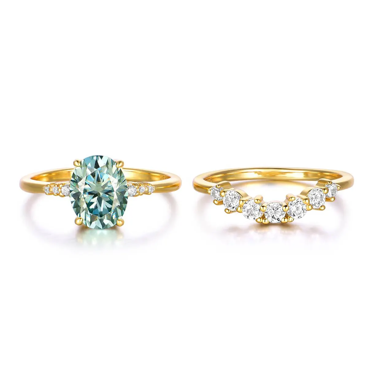 S925 Silver Gold Plated 2ct Oval Moissanite