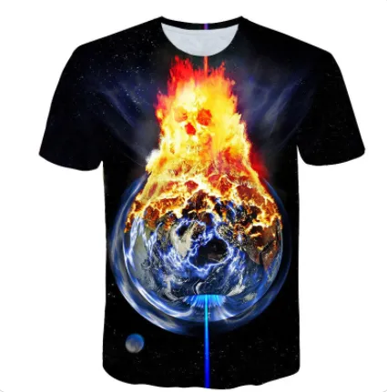 Flame Skull T Shirt Short Sleeve Black - Shop at LoveMi