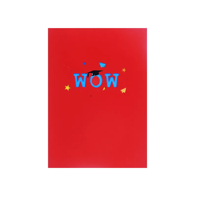 Pop-up Color Printing Graduation Season Popup Greeting Card - Red