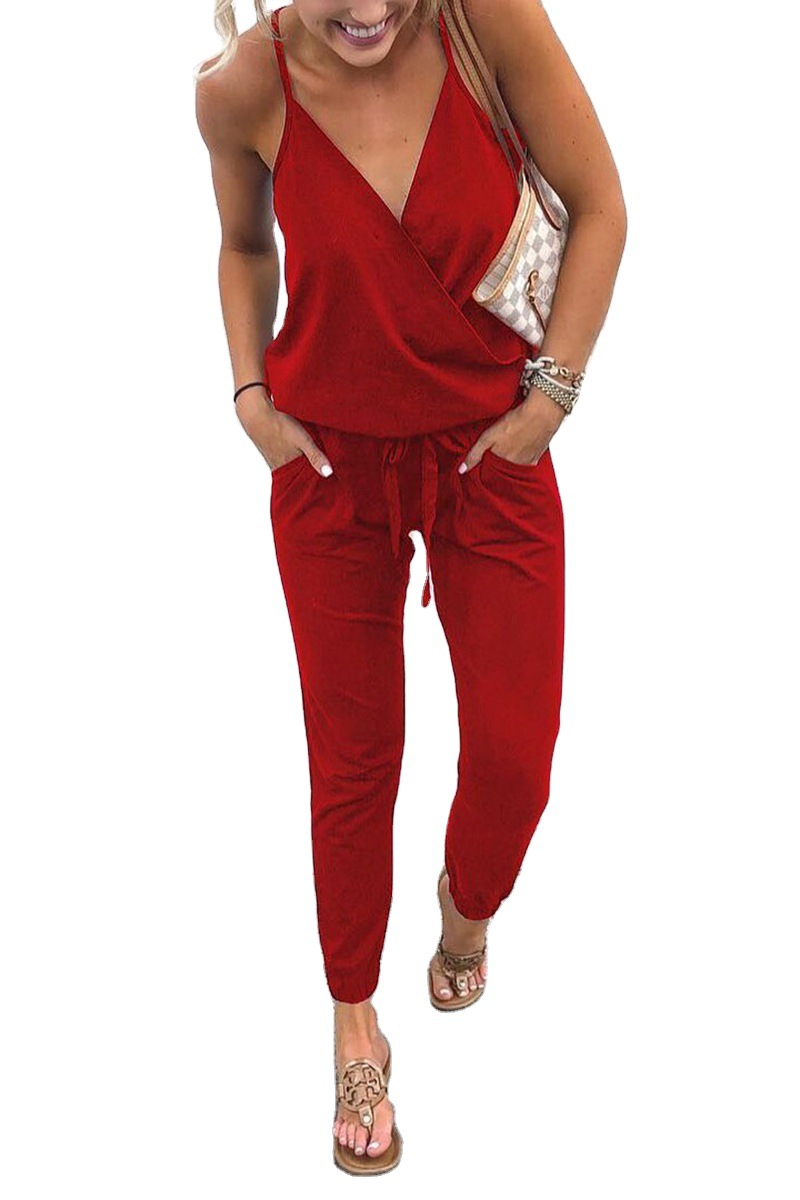 Title 7, Casual dames jumpsuit met vetersluiting, zakken...