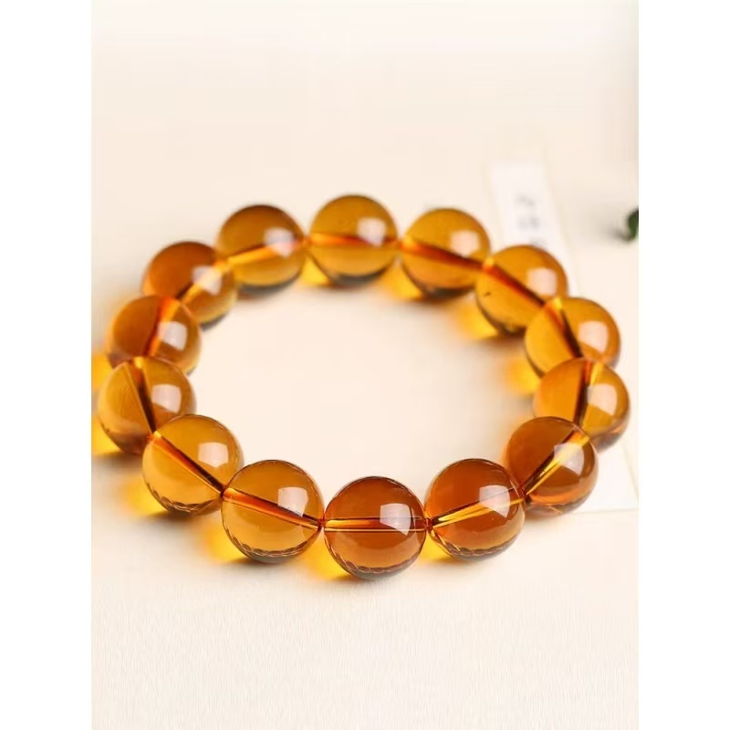 Brățară naturală din chihlimbar șirag de mărgele cu lanț rotund Unisex Wealth Energy Jewelry
