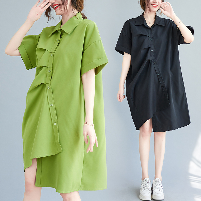 New Irregular Loose And Thin Literary Shirt Dress Women