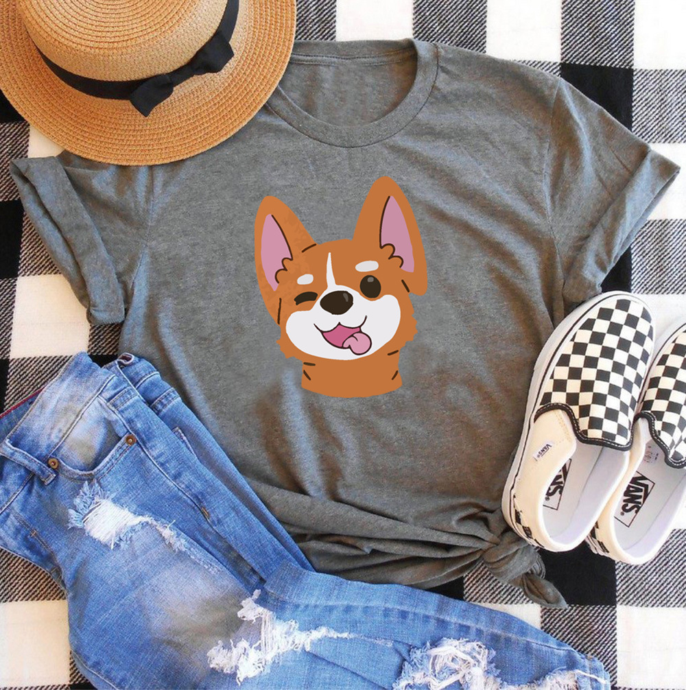 Title 15, Animal Dog Print Short-sleeved T-shirt