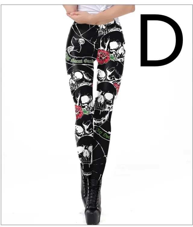 Halloween Night Skull Frame Digital Print Sexy Leggings D S - Shop at LoveMi