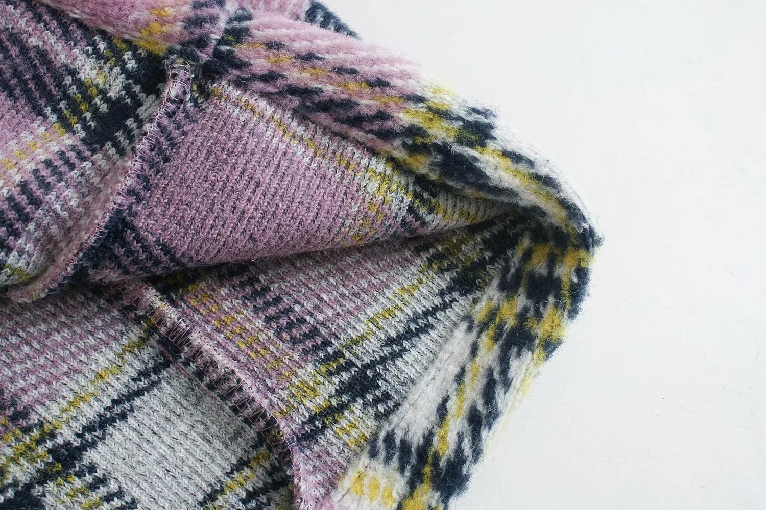 Loose Casual Plaid Shirt With Stand-up Collar Pockets