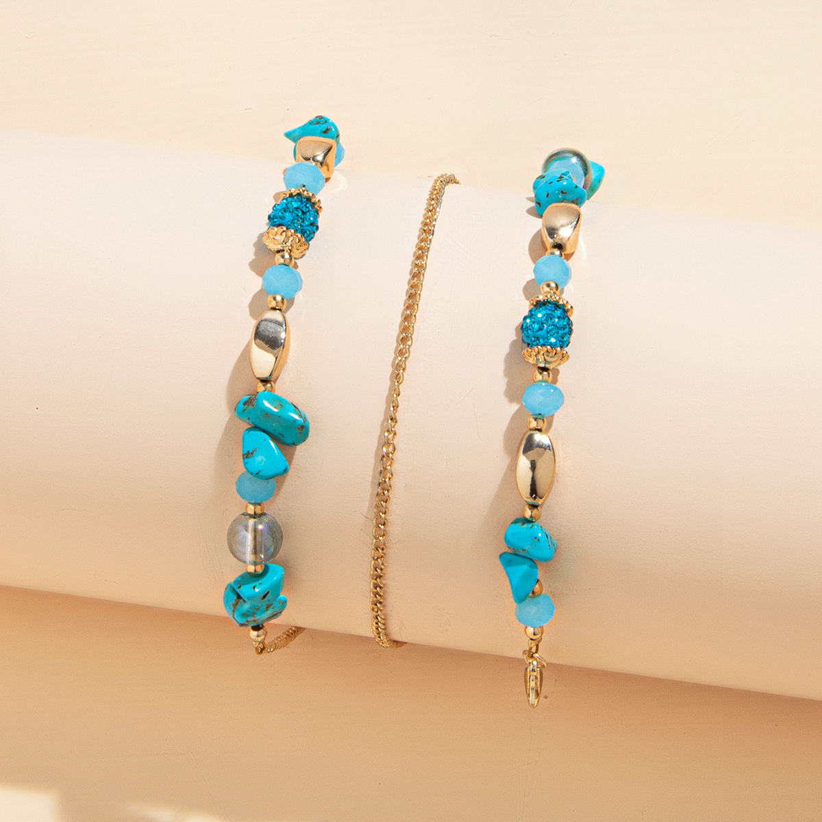 Crystal Anti drop Fashionable Beaded Glasses String Necklaces Blue - Shop at LoveMi