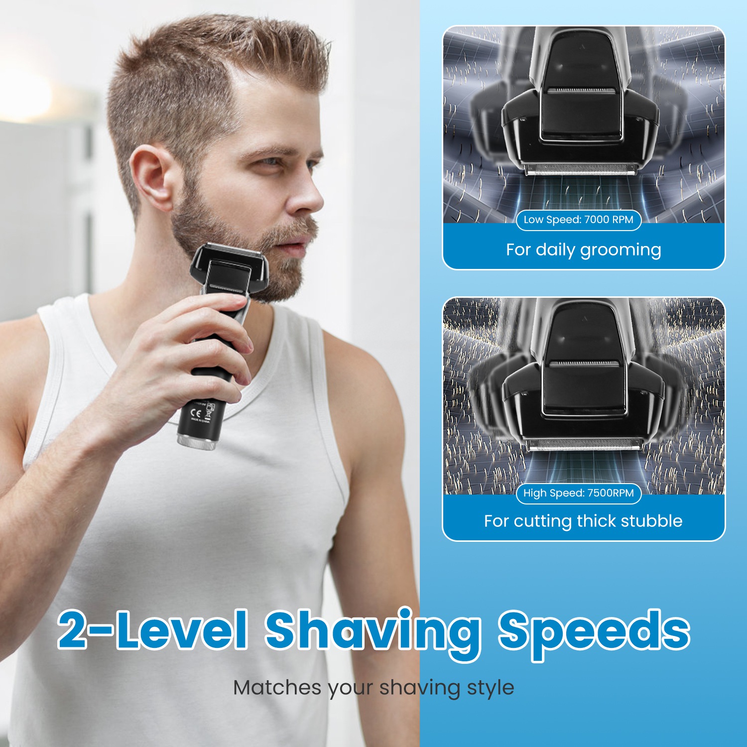 Electric Foil Face Shaver 5-Blade Electric Razor For Men Wet & Dry Jawline Beard Trimmer Precision Sideburn Shavers IPX6 Waterproof With LED Display Cleaning Brushes 2