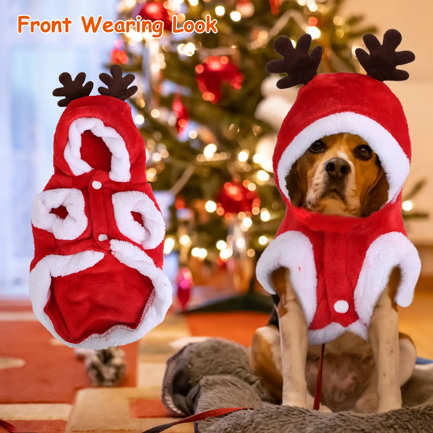Pet Christmas Clothes Santa Claus Reindeer Antlers