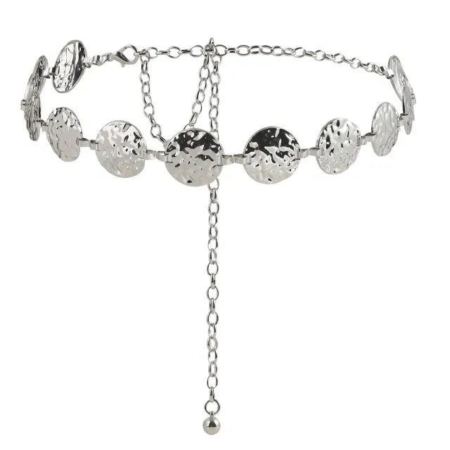 Sexy Ladies Metal Waist Chain Round Irregular Personality Body Chain Accessories Silver - Shop at LoveMi
