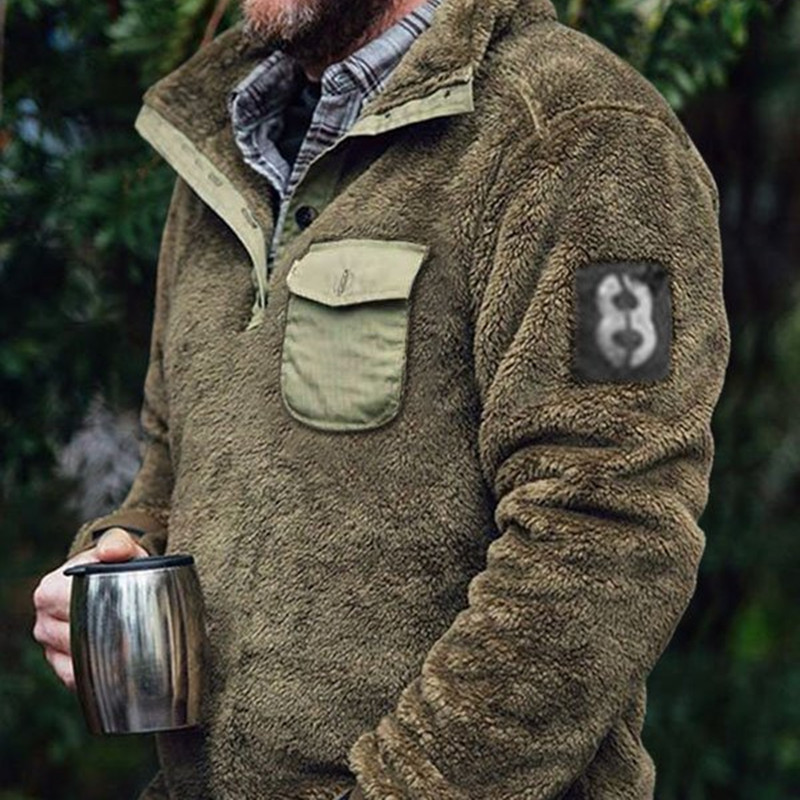 Autumn And Winter Casual Button Pocket Flannel Plush Men's Sweater