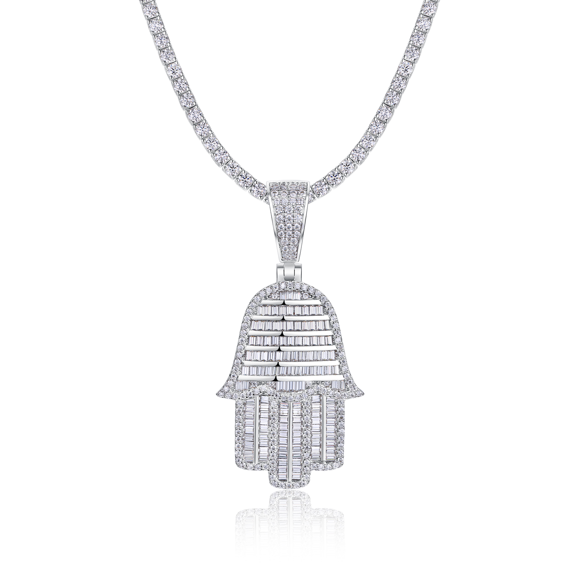 0.1ct Moissanite Necklace — Silver Platinum — 31701
