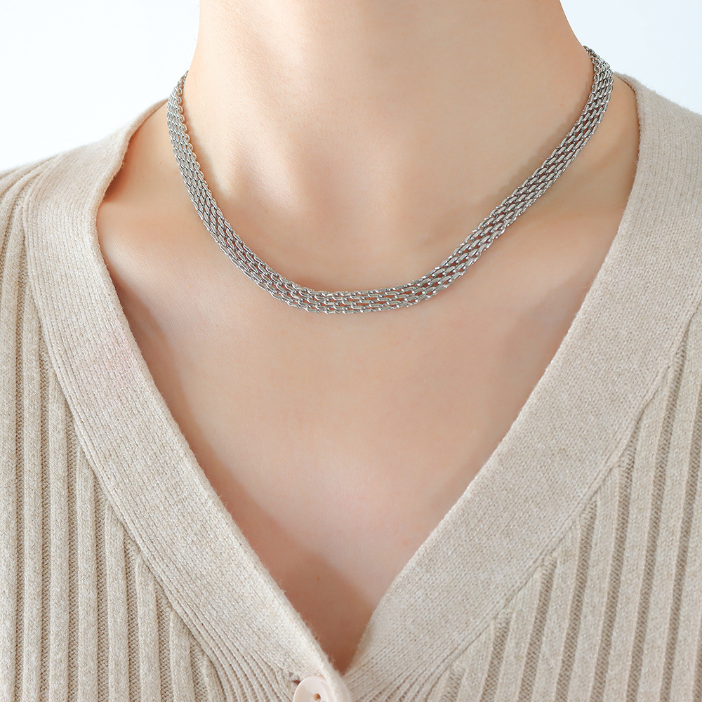 Title 6, French Vintage Weave Necklace Titanium Steel 18...