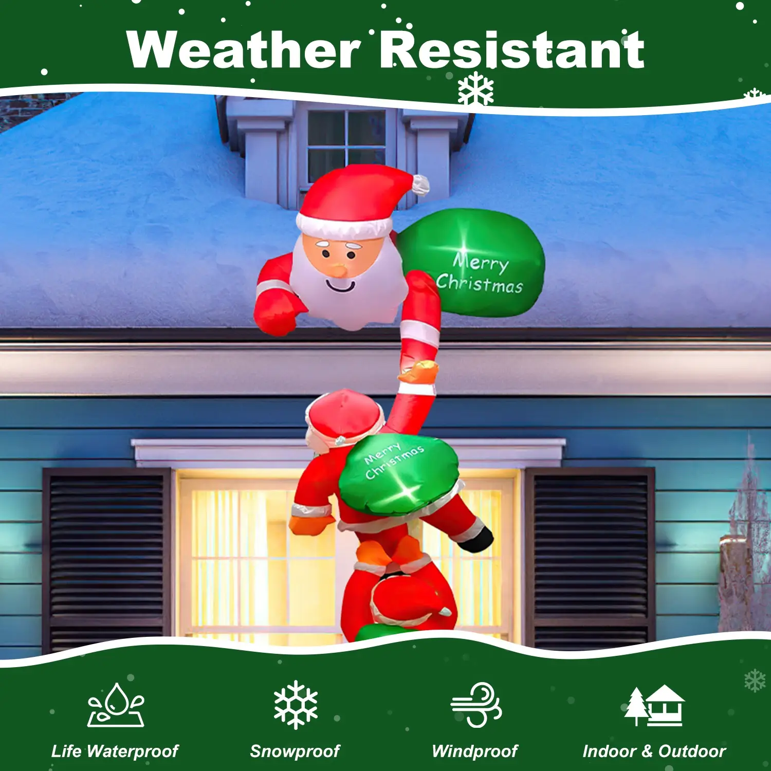 1Pc 8FT Climbing Inflatable Santa Claus With Light Hanging Blow Up Christmas Inflatable Indoor Outdoor Christmas Decorations 3 Santa Claus 3 Merry Christmas Boa
