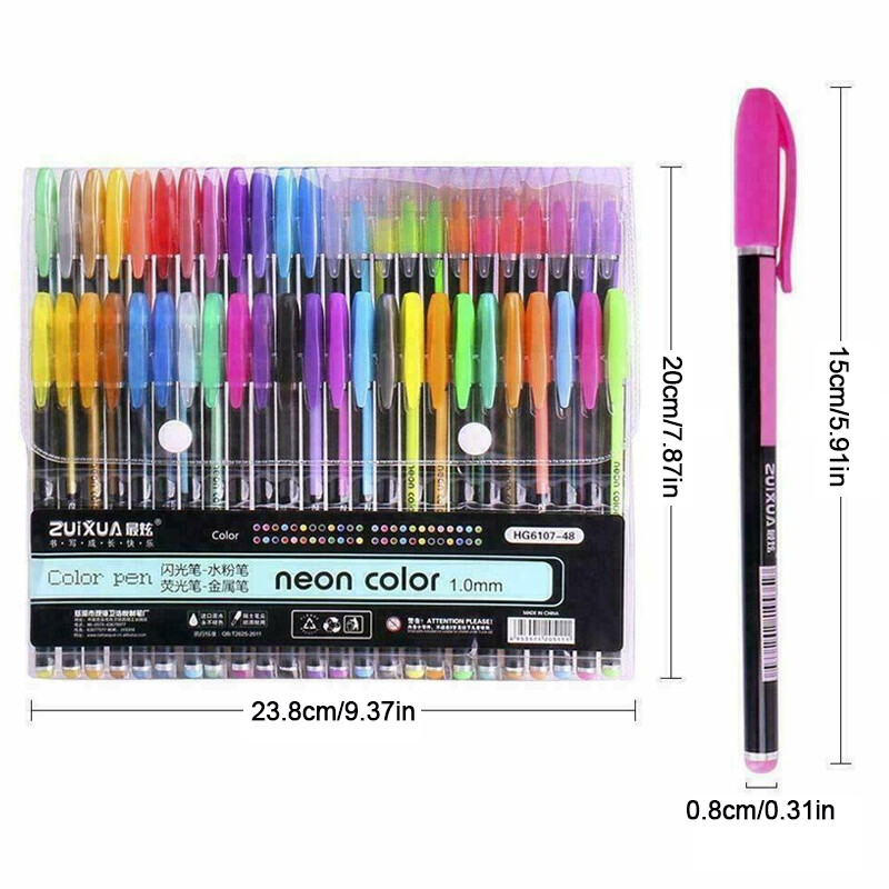48 Packs Color Gel Ink Pens Set For Adult Colouring Books Drawing And Writing — image 9