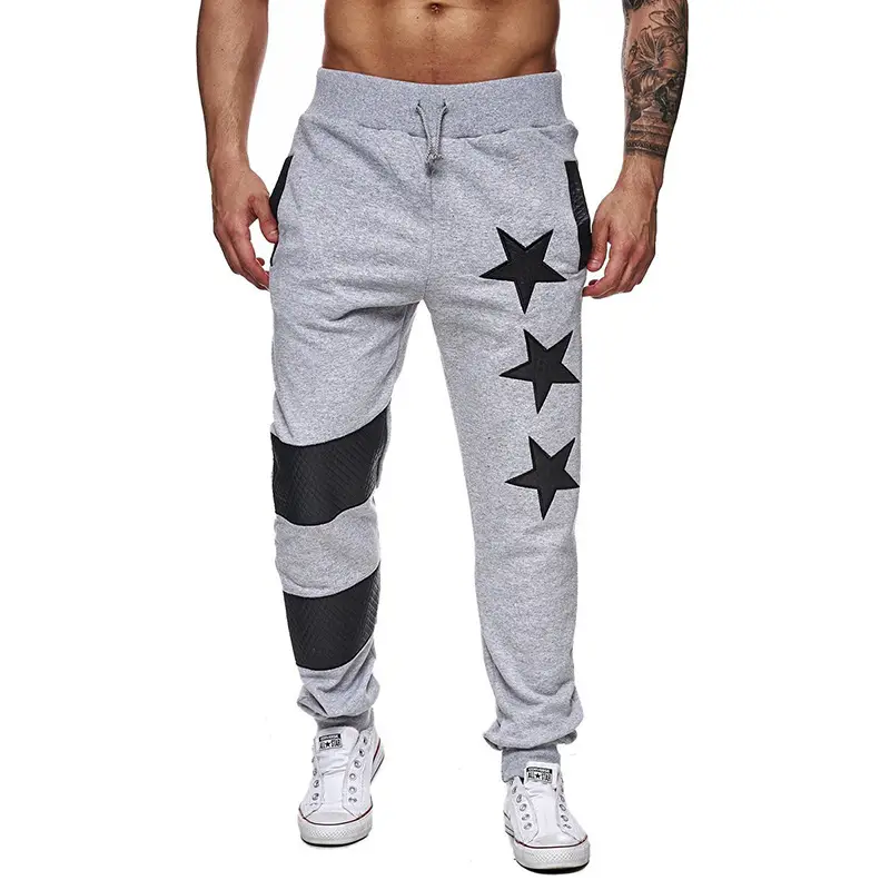 Five-pointed Star Print Stitching Striped Sports Casual Pants