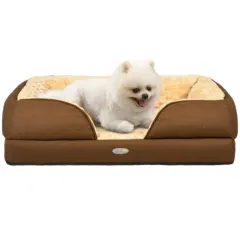 PawHut Calming Dog Bed Pet Mattress W Removable Cover, Anti-Slip Bottom, For Small Dogs, 70L X 50W X 18Hcm - Brown - Brown - View 1