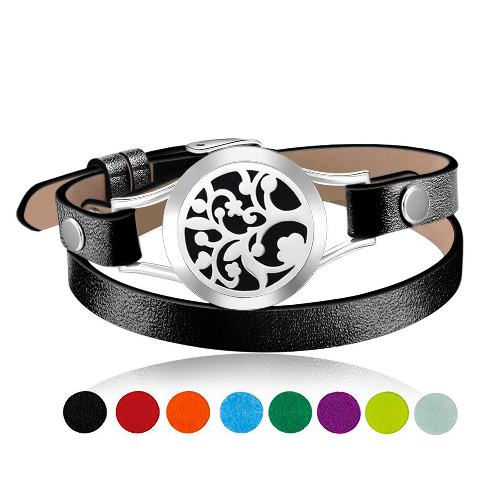 Men's And Women's Fashion Stainless Steel Hollow Essential Oil Diffusion Perfume Lucky Tree Bracelet