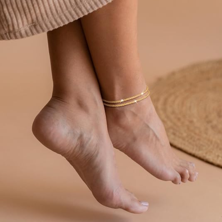 Layered Gold-Plated Anklet Set, picture 3 of 3