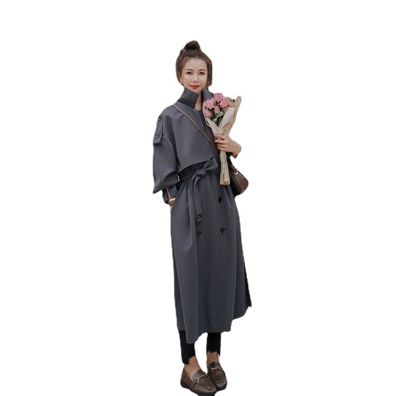 Women's Long Loose Over The Knee British Coat