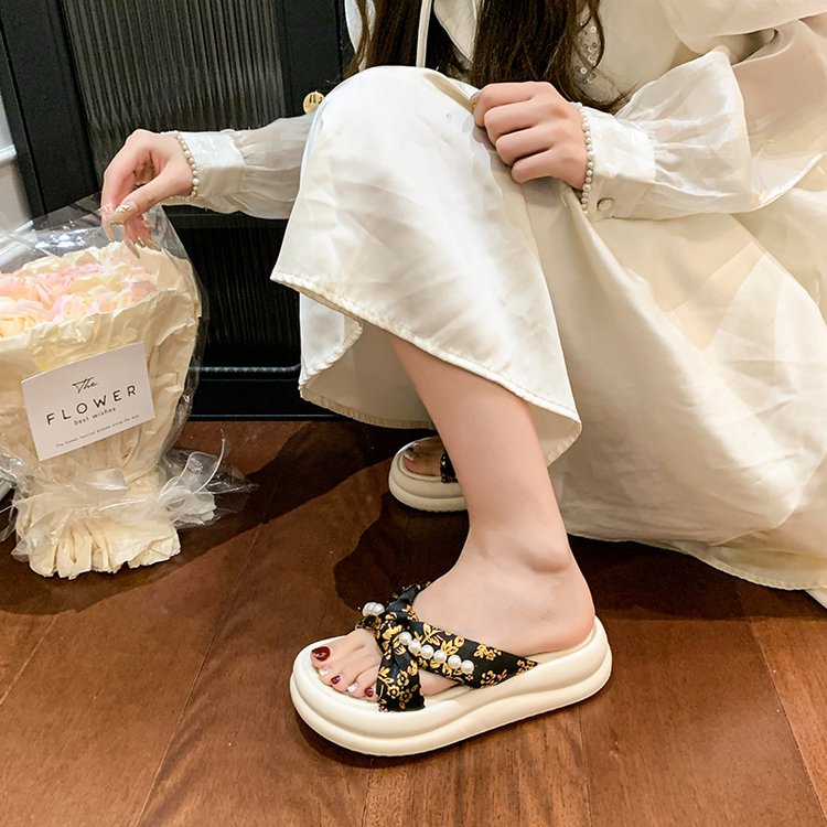 New Women's Thick Sole Slide Sandals, Fairy Style Outdoor Beach One Band Slippers For Summer Matching Dresses