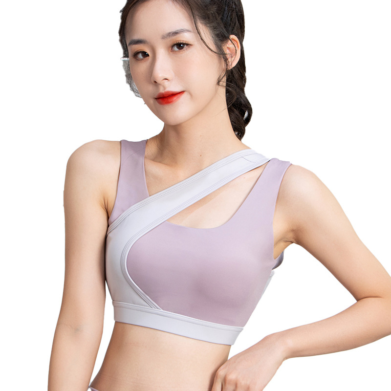 Women's Patchwork Contrast Cross No Steel Sports Bra